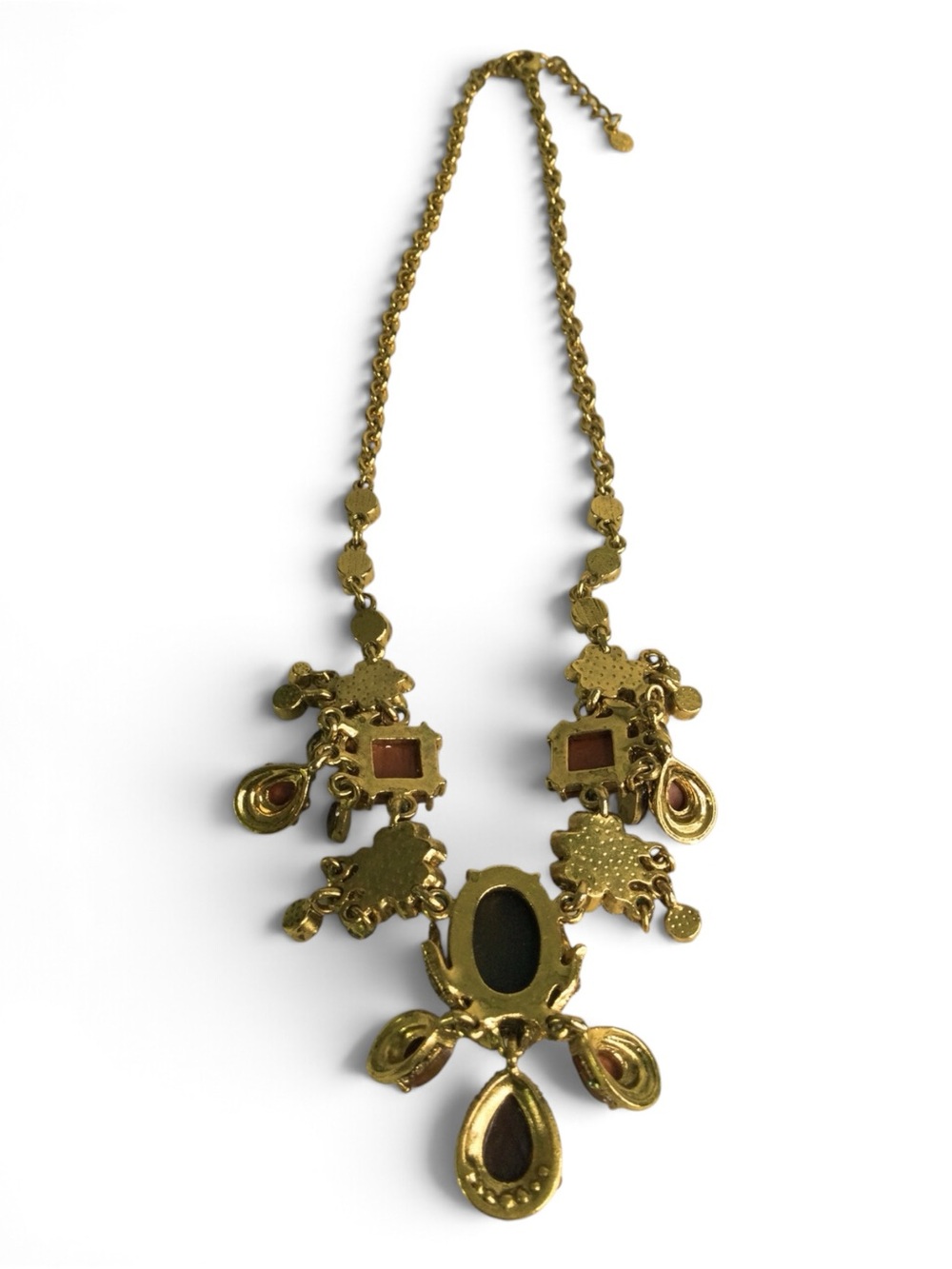 Amber & Aurora Borealis Crystal Statement Bib Necklace - Picture 14 of 15